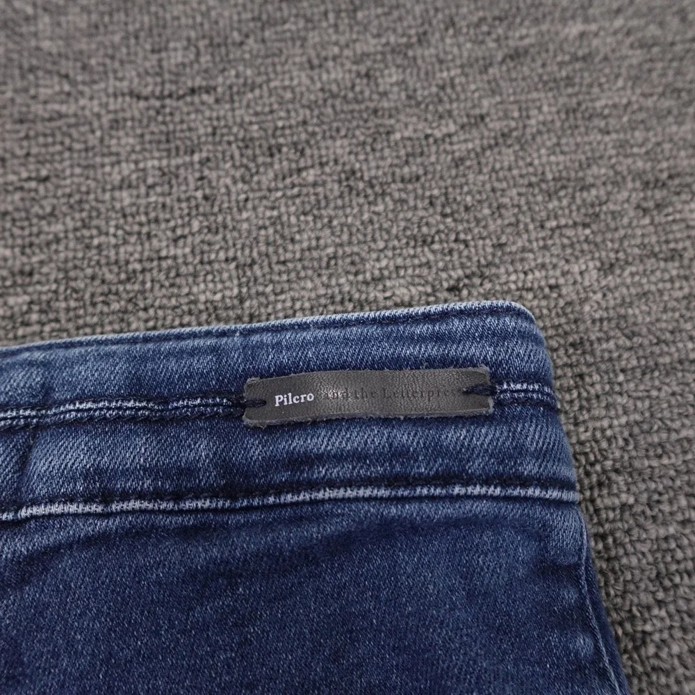 Pilcro Jeans Womens 32 Blue Medium Wash Mid Rise Skinny Slit Hem Stretch 32x29.5